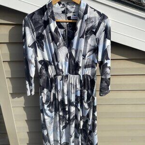 Calvin Klein Long-sleeve Women's Dress Size 6 Black/Blue/White - Never Worn!